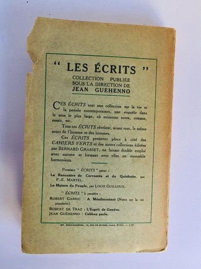 Guéhenno 

 l'évangile éternel

paris, 1927,cahier verts.

227 pages, format in-8,...