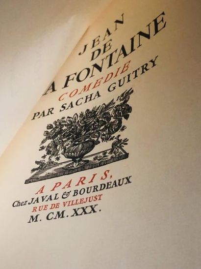 GUITRY Sacha Jean de la Fontaine , Comédie.. Première édition en librairie de cette...