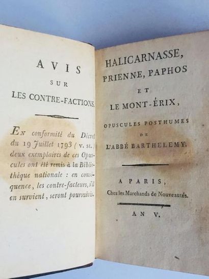 Barthélemy Jean Jacques, abbé Halicarnasse, Prienne, Paphos et le Mont-Érix ,an V...