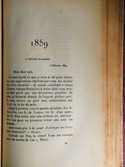 BAUDELAIRE Charles LETTRES  -   Edition Originale Des Lettres de BAUDELAIRE dans...