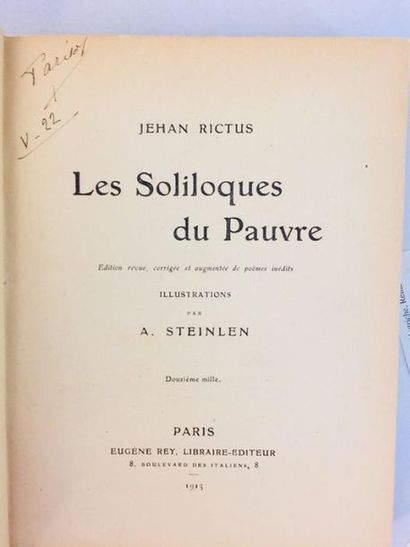 JEHAN-RICTUS (Gabriel Randon) / Steinlen Les soliloques du pauvre. Edition illustrée...