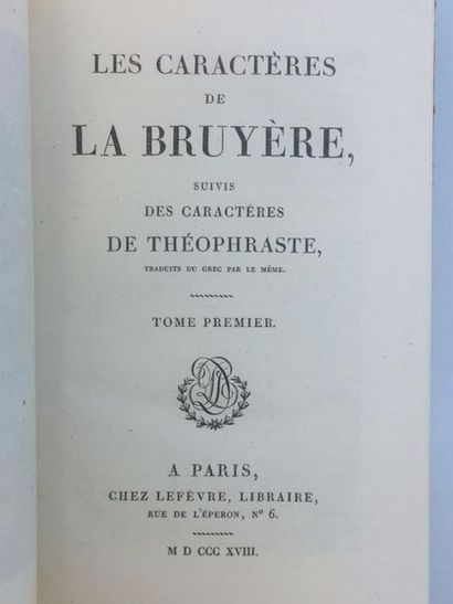 LAMARTINE Alphonse de LES CARACTERES de LA BRUYERE, suivis des CARACTERES de THEOPHRASTE...