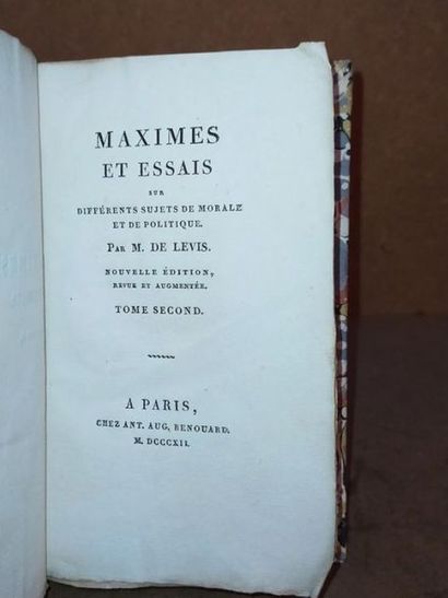 Levis M. de Maximes et essais sur différents sujets de morale et de politique. Nouvelle...