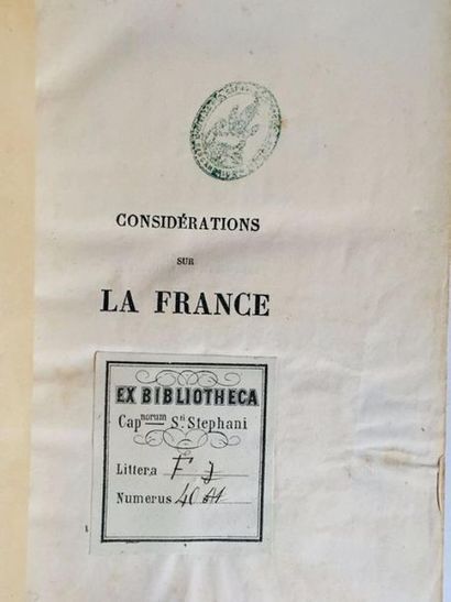MAISTRE Considérations sur la France. Nouvelle édition, 



Joseph de Maistre admet...