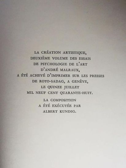 MALRAUX André Psychologie de l'art : Le musée imaginaire. Bel exemplaire fort bien...