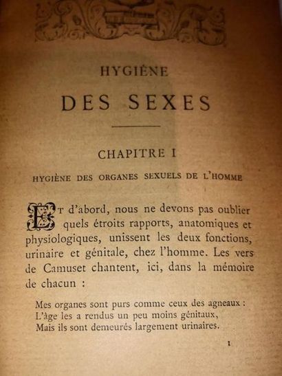 Monin Dr. E. L'Hygiène des sexes.
Ouvrage édité à paris en 1890 chez Octave Doin.
De...