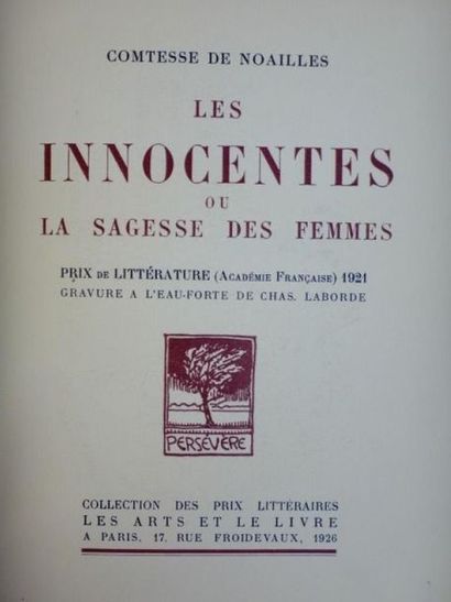 NOAILLES Comtesse de / CHAS LABORDE LES INNOCENTES ou la sagesse des femmes

 Paris,...