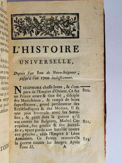 BOSSUET Jacques-Benigne Discours sur l'Histoire universelle. Avec un Ex Libris Durand...