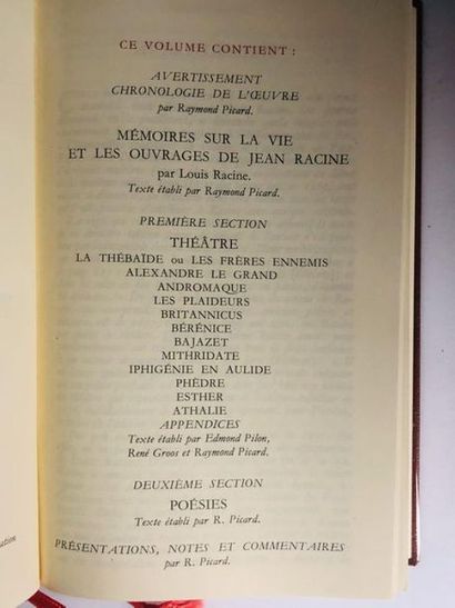 RACINE Jean Jean RACINE 



Oeuvres complètes Théâtre - Poésie. Edition présentée,...
