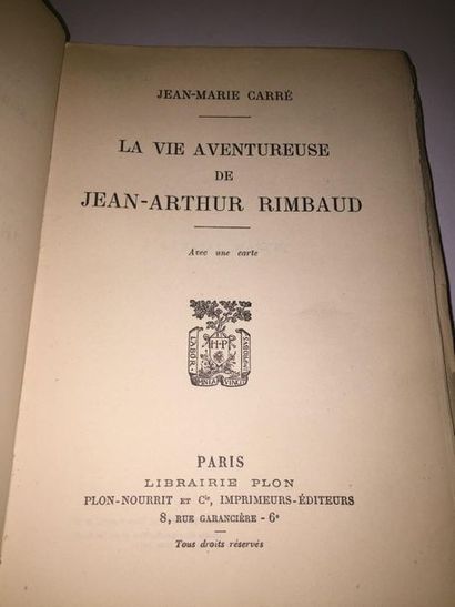 RIMBAUD CARRE jean-Marie LA VIE AVENTUREUSE DE JEAN-ARTHUR RIMBAUD - EDITION ORIGINALE...