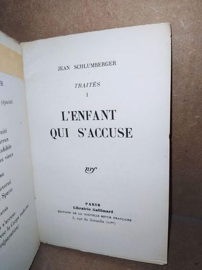 Schlumberger Jean Traités: L'enfant qui s'accuse. Edition originale, enrichie d'un...