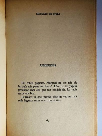 TOUSSAINT Franz 



EXERCICES DE STYLE. 

 Paris: Gallimard - Nrf, 1947

 In-8 

...