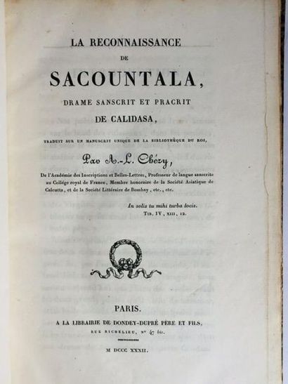 Câlidâsa - Antoine-Léonard Chézy 



 La Reconnaissance de Sâcountalâ, Translation...