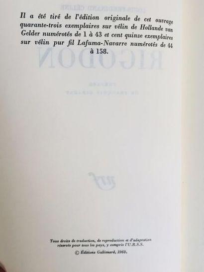 CÉLINE (Louis-Ferdinand) RIGODON. Original unnumbered edition of Rigodon by Ferdinand...