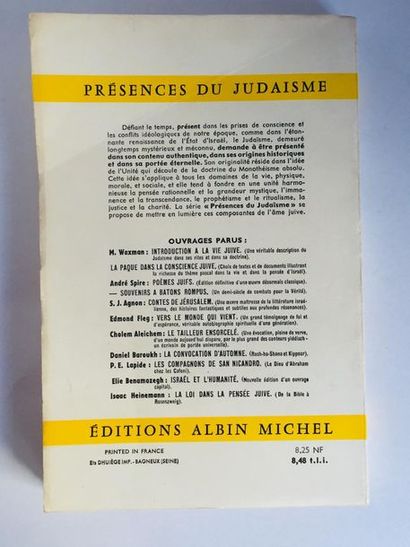 aleichem cholem 

 tèvié le laitier.

Paris, Albin michel,1962

in-8, 187 pages.

reliure...