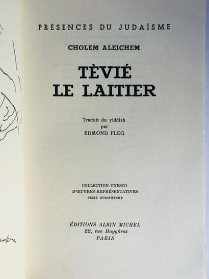 aleichem cholem 

 tèvié le laitier.

Paris, Albin michel,1962

in-8, 187 pages.

reliure...