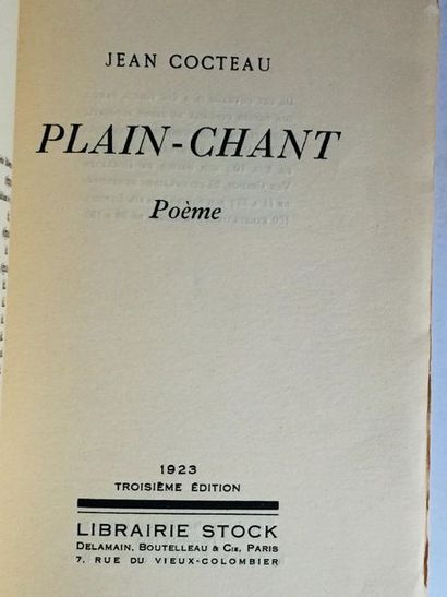 COCTEAU (Jean) Plain-Chant poème .Troisième édition publiée la même année que l'édition...