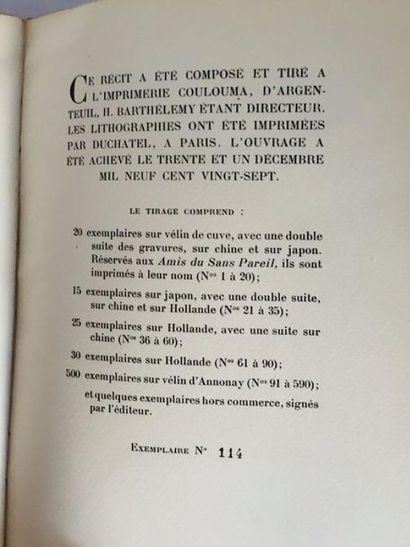 AVELINE (Claude) Le Postulat. Récit.? Edition originale limitée. Un des 500 exemplaires...