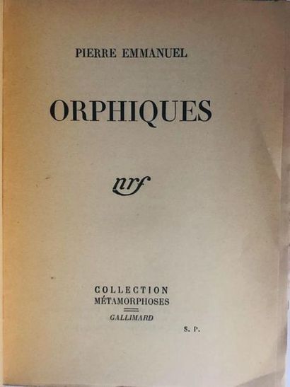 EMMANUEL Pierre Orphiques. Belle édition originale NRF du Service de Presse SP.



Pierre...