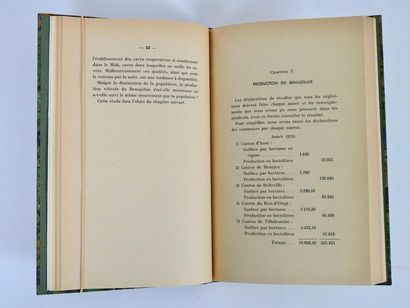 null BUREL (Jacques): Le vignoble beaujolais. Thèse…Lyon, Riou, 1941. In-8 demi-chagrin...