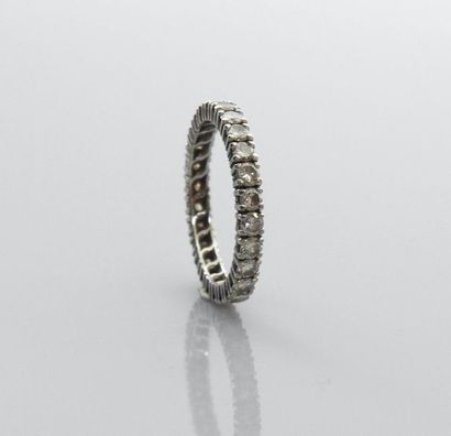 null Wedding band in white gold, 750 MM, highlighted with diamonds, size: 56, weight:...