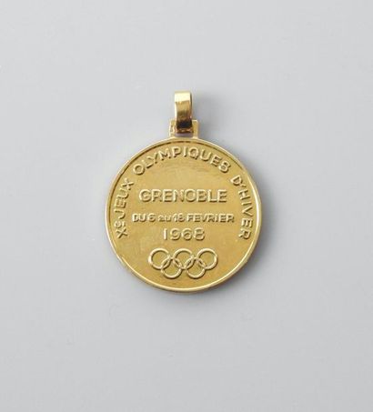 null Médaille commémorative en or jaune, 750 MM, Grenoble 1968 Jeux Olympiques, poids...