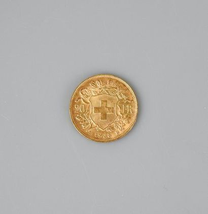 null pièces de 20 Francs suisse en or. Type Helvetia. L 1935 

Poids 6,44 g