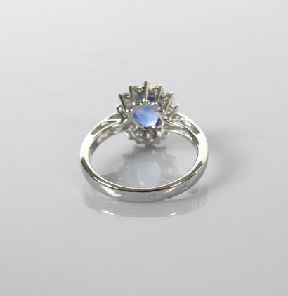 null Ring in white gold, 750 MM, set with an oval sapphire weighing 1.30 carat in...