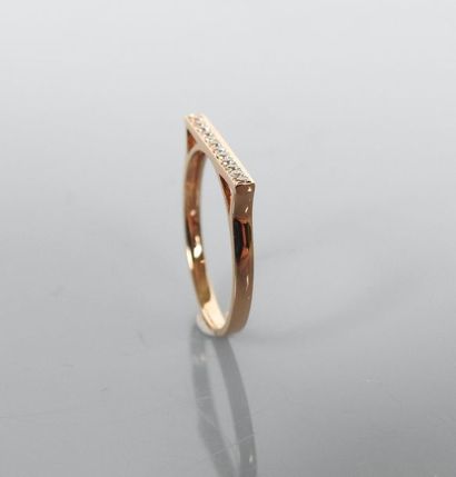 null Ring in pink gold, 750 MM, highlighted with diamonds, width 17 mm, size: 52,...