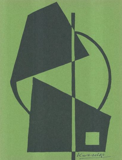 Lajos Kassák Lajos Kassák (1887-1967)

 Sans titre

 Gravure sur papier cartonné...