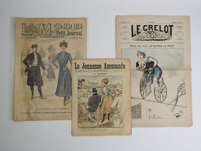 null Cyclisme. Quatre revues anciennes avec le vélo à la Une :a) Le Grelot, près...