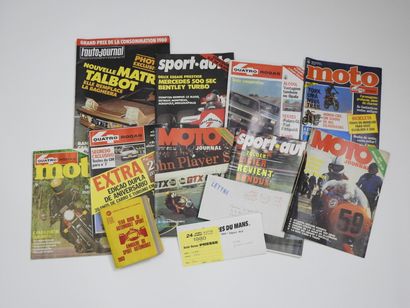 null Auto-Moto. Onze pièces : a) invitation 24h Mans 1980; b) Deux "Sport Auto" (1980-82);...