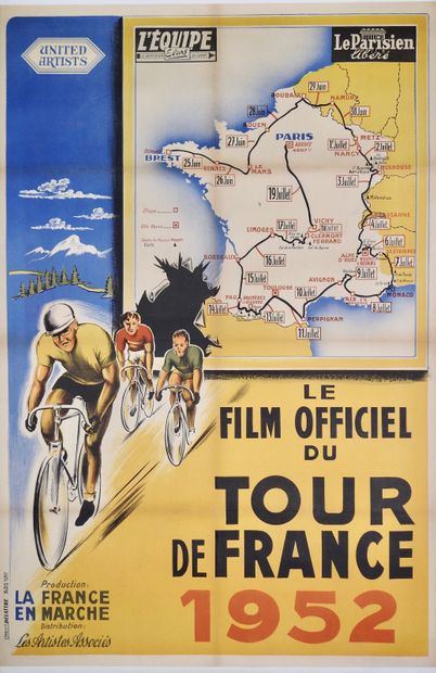 null Cyclisme. Brest/Tour de France. Affiche entoilée, tirage offset, "Le Film officiel...