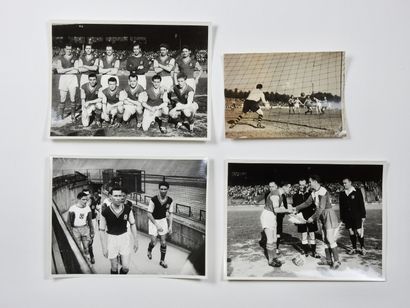 null Football. Lens. Quatre photos de presse: a) Lens-Rennes (vers 1953), avec Nuevo,...