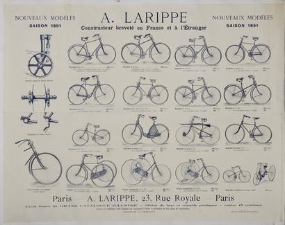 null Cyclisme. Affiches entoilée/1891. Cycles Schaiblé et Cycles E.Larippe. Deux...