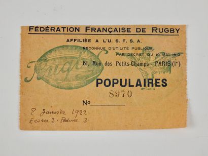 null Rugby. Billet/Ecosse/V Nations/Colombes/1922. Peut-être un des plus anciens...
