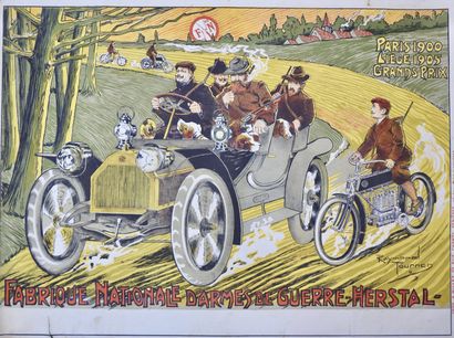 null Automobile / Motocyclisme / Chasse / Belgique. Affiche originale. Chez Herstal...