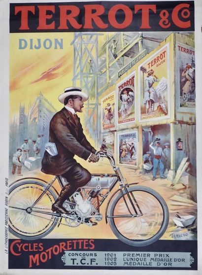 null Motocyclisme / Terrot / Dijon. Affiche originale. Où le maître affichiste Tamagno,...