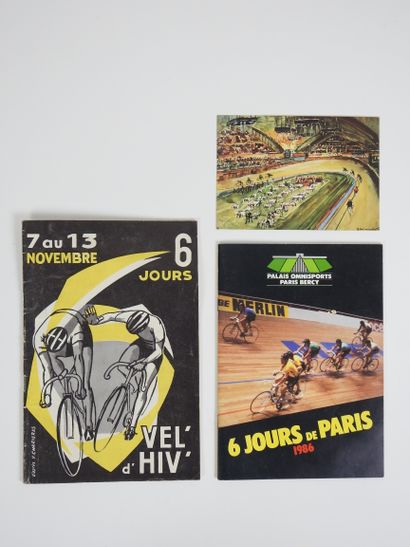 null Cyclisme. SIX jours, 3 pièces : a) Programme des 6 jours de Paris 1958, 7/13...