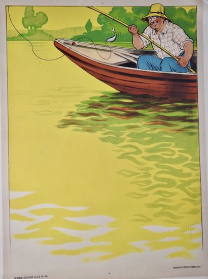 null Jeux Olympiques. 1900. Paris. La pêche est au programme, et cette joyeuse lithographie...