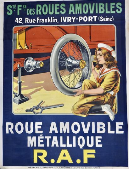 null Automobile / Roue amovible / Féminisme. Affiche originale non entoilée. "Sté...