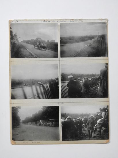 null Automobile. ACF/Lyon/1914/Photos. Planche de cinq photos argentiques contre-collées...