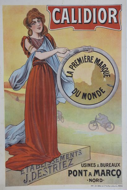 null Cyclisme / Pneumatique. Affiche originale entoilée. Les premiers pneumatiques...