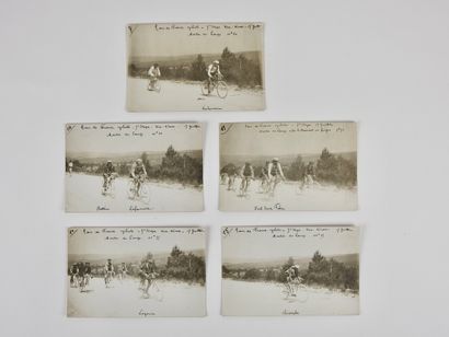 null Cyclisme. Tour 1909/Cinq Cartes photos originales (7, 10, 11, 14, 15). Reportage...