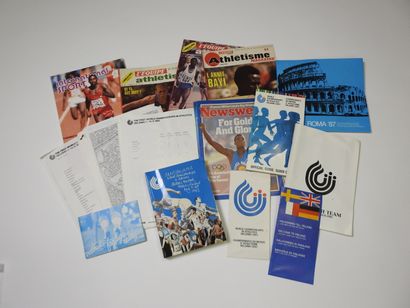 null Athlétisme. a) Championnat du Monde d'Helsinki 1983, 7 pièces dont le guide...