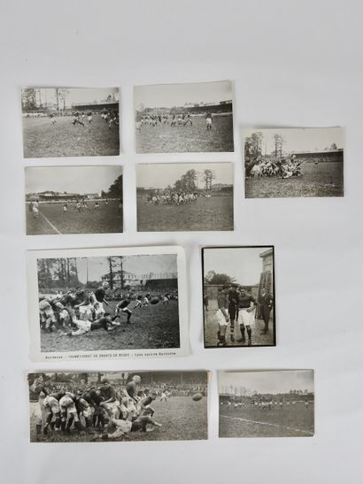 null Rugby. Reportage photo/Finale/Lyon/Narbonne à Bordeaux/1933. Huit photos de...