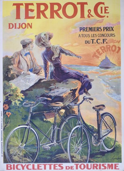 null Cyclisme / Terrot / Dijon / Mont Saint Michel. Affiche originale, non entoilée....