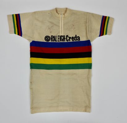 null Cyclisme. Maillot de Champion du Monde sur route professionnel 1979 de Jan Raas,...