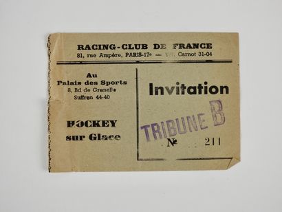 null Ski, Sport d'Hiver. Hockey sur glace/Racing. Très rare invitation du RCF (81...