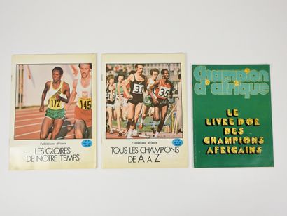 null Athlétisme. Afrique. Trois pièces: a) « Champion d'Afrique, le livre d'or 1975 »;...